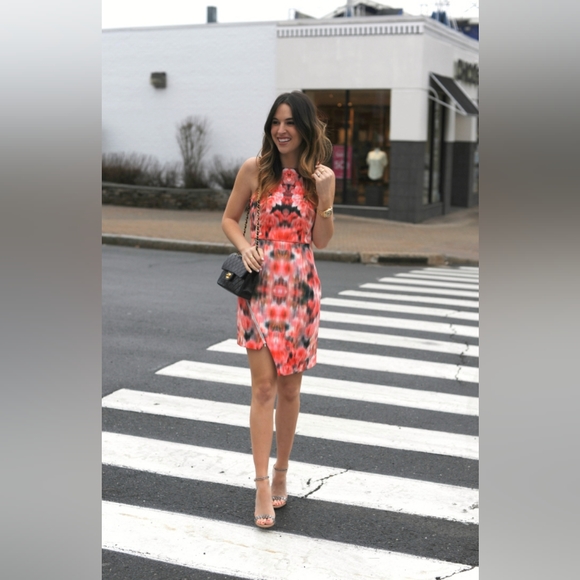 Finders Keepers Way to Go Coral Red Floral Print Dress - Picture 2 of 6